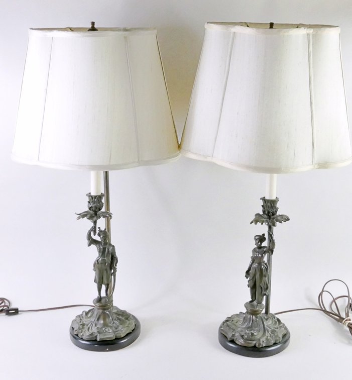 Bronze Neoclassical Style Lamp Pair