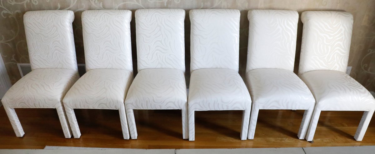 Set of Six Scroll Back Parsons Chairs