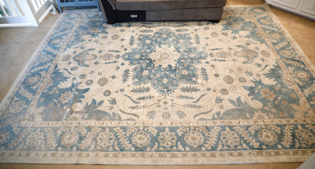 Vienna Collection Cream and Light Blue Area Rug