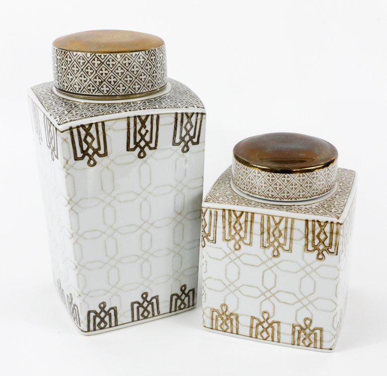 Two Porcelain Table Top Urns