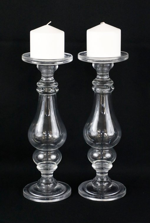 Pair of Glass Candlesticks