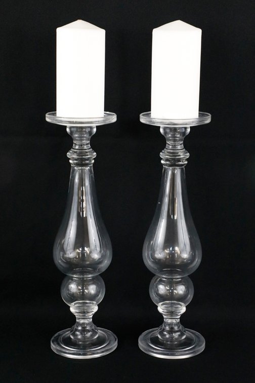 Pair of Glass Candlesticks