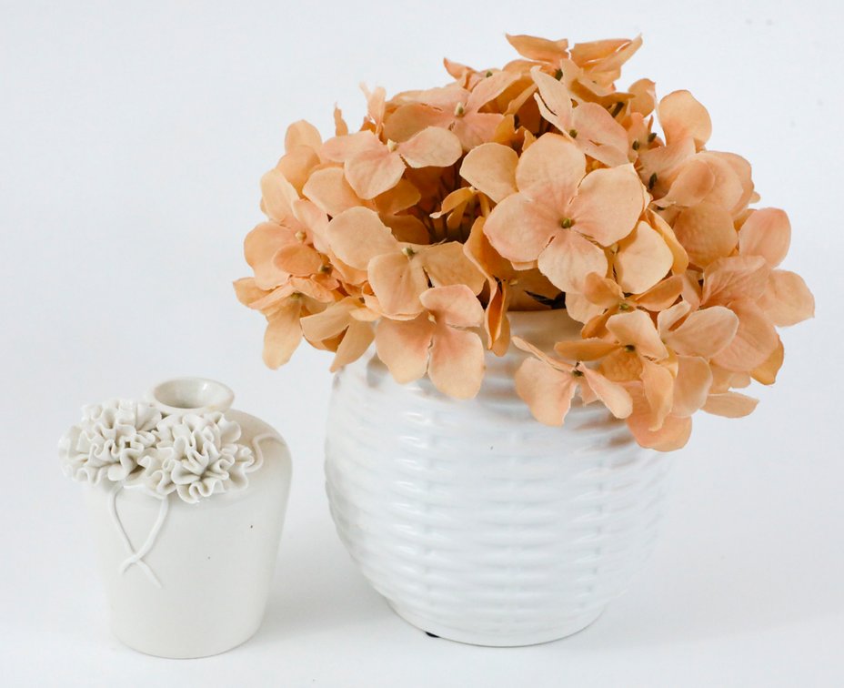 Two White Decorative Ceramic Vases