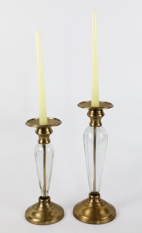 Graduated Glass and Metal Candlesticks