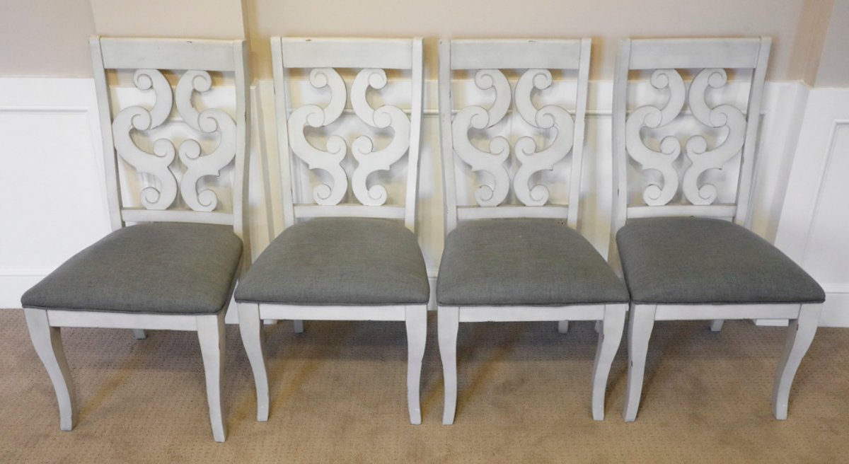 Painted Scroll Back Dining Chairs
