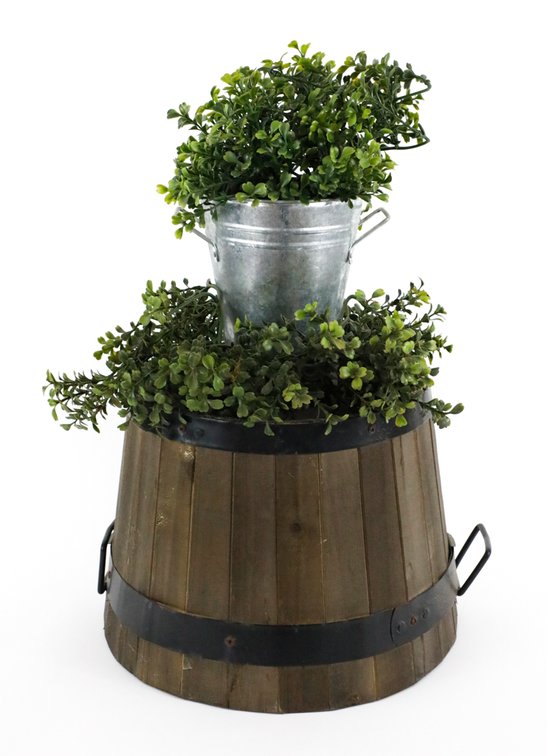 Decorative Buckets with Faux Greenery