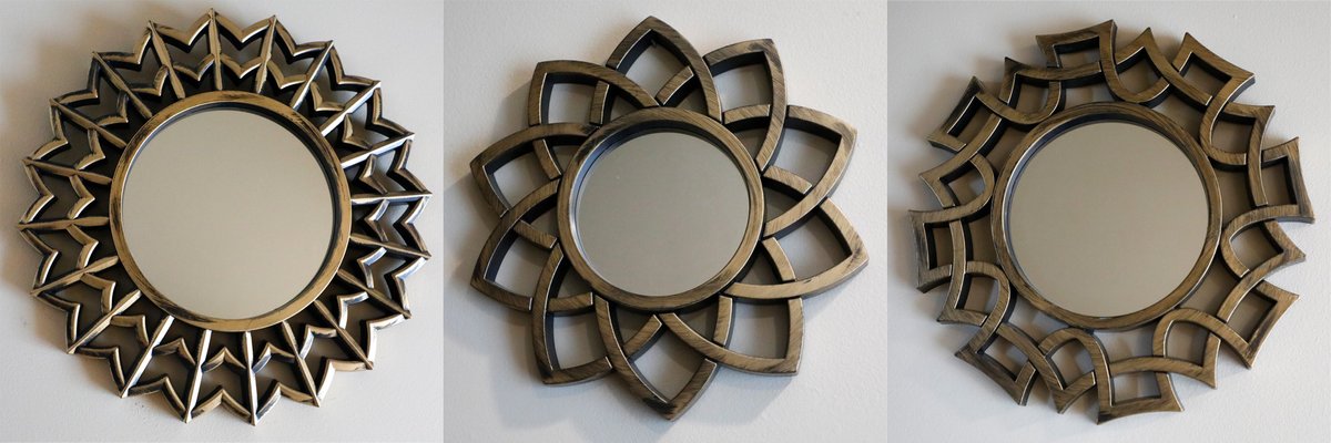 Trio of Bronze Tone Accent Wall Mirrors