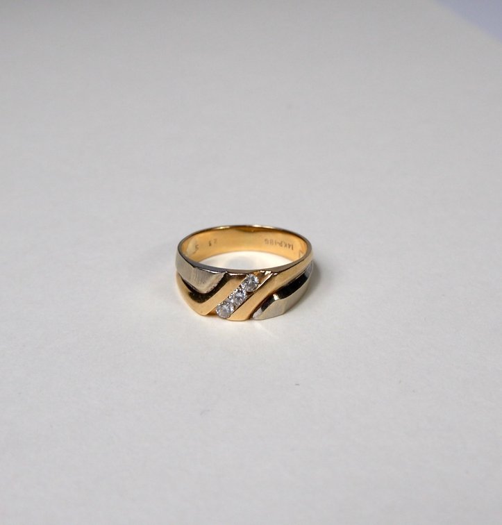 14kt Yellow and White Gold Men's Ring with Diamonds