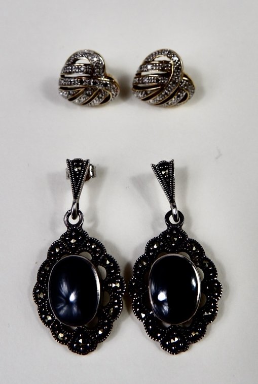 Two Pairs of Sterling Pierced Earrings