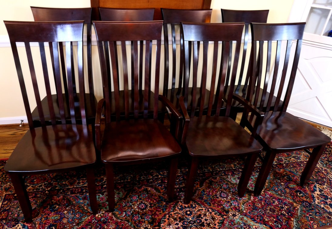 Eight High Back Dining Chairs