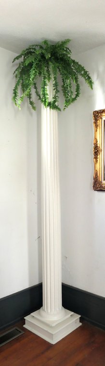 Tall Decorative Column with Faux Fern