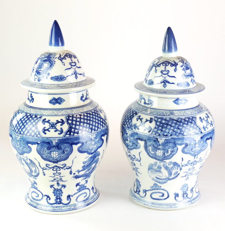 Pair of Modern Chinese Temple Jars