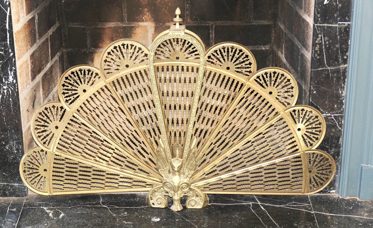 Brass Griffin Peacock Folding Fireplace Screen