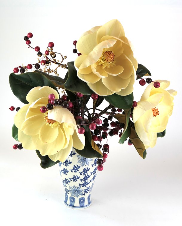 Modern Chinese Vase with Floral Arrangement