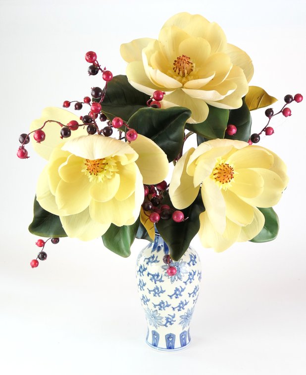 Modern Chinese Vase with Floral Arrangement