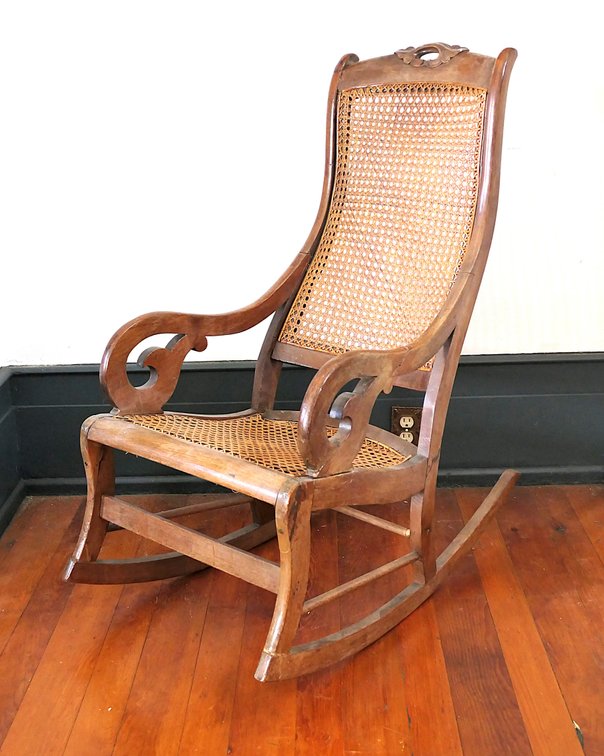 Victorian Walnut Caned Back and Seat Rocker