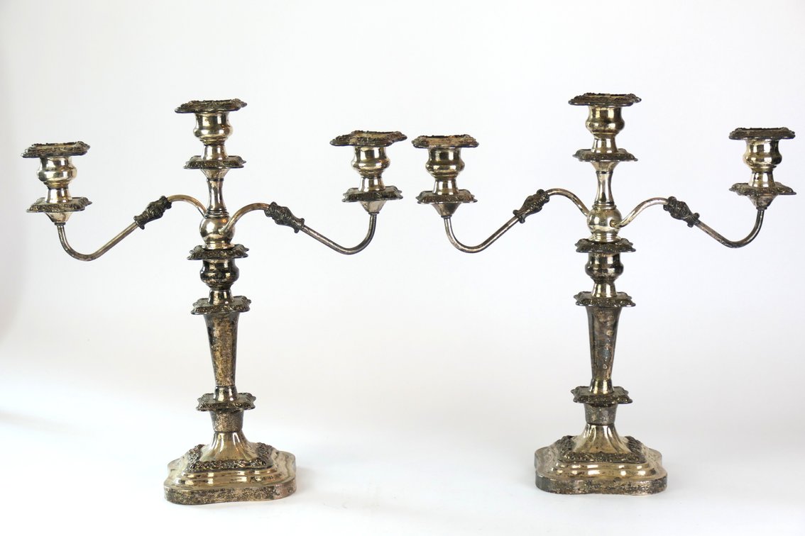 Silverplate Three Candle Candelabras