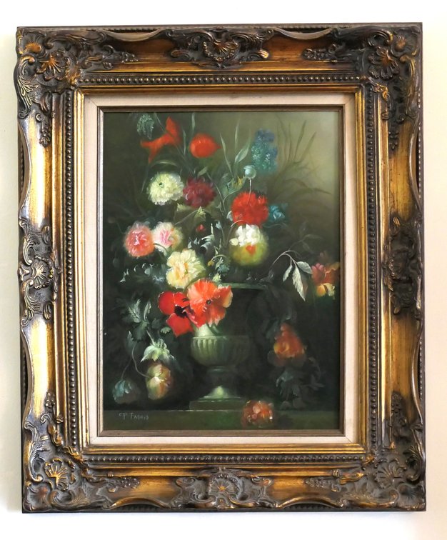 Floral Still Life Print in Ornate Frame