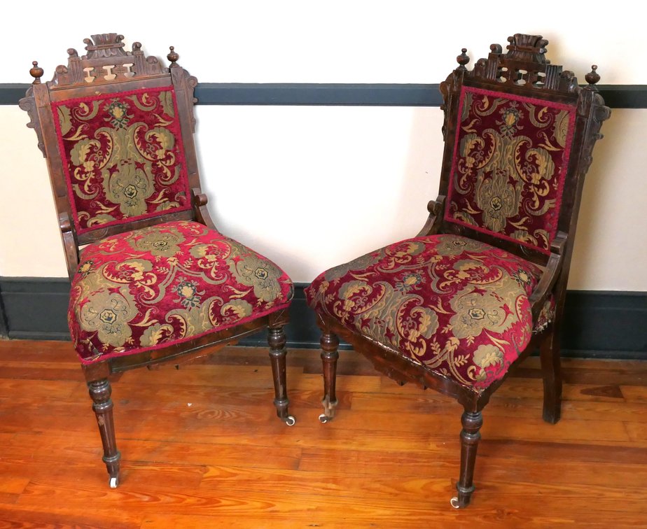 Pair of Walnut Victorian Parlor Side Chairs