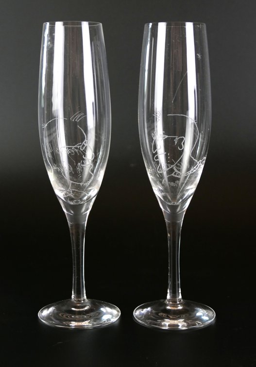 Orrefors Crystal Champagne Flutes
