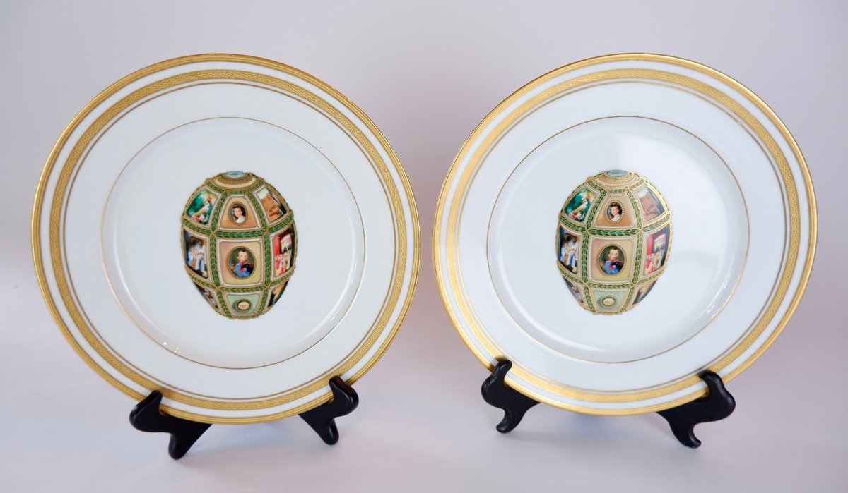 Two Faberge Imperial Fifteenth Anniversary Plates