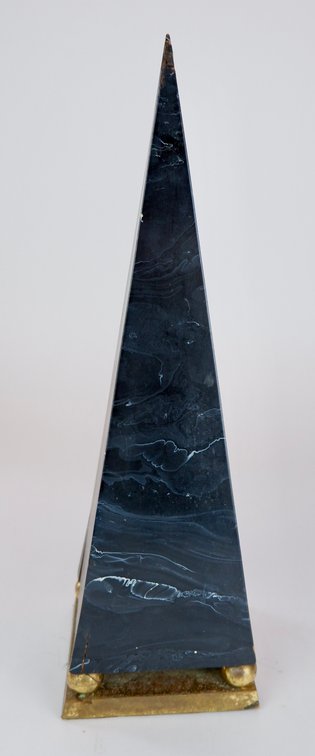 Marbleized Wood Pyramid on Brass Base