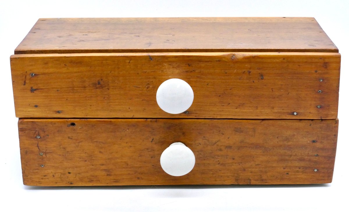 Vintage Two Drawer Wooden Box