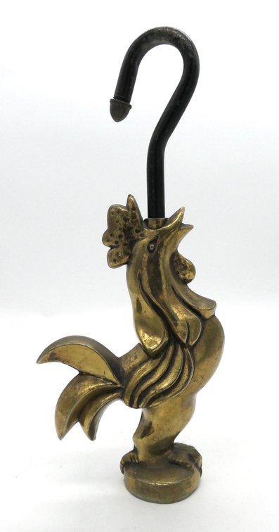 Vintage Brass Rooster Fireplace Damper Pull