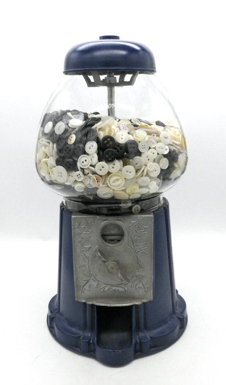 Vintage Gumball Machine Filled With Buttons