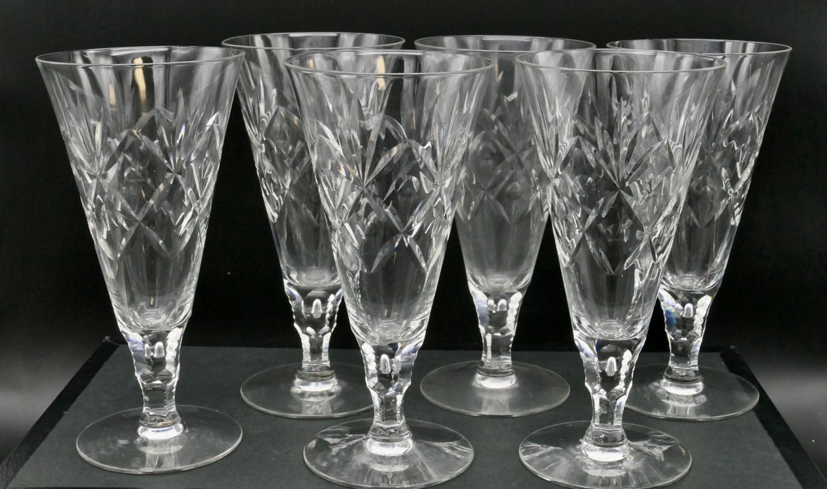 Six Stratford Crystal Iced Tea Glasses