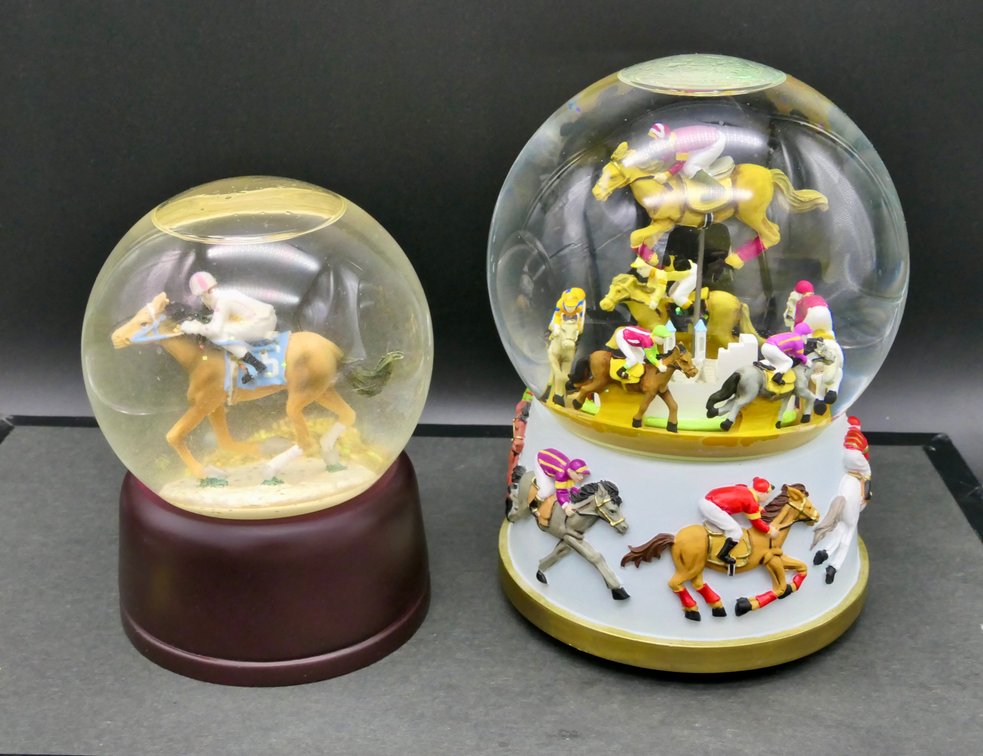 Kentucky Derby Musical Snowglobe and Racehorse Snow Globe
