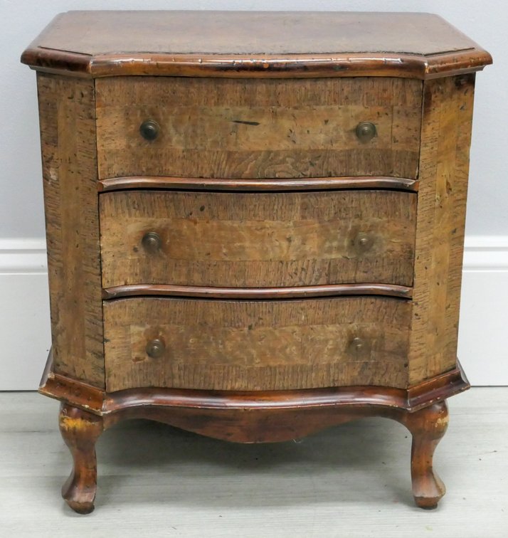 Edwardian Burled Walnut English Miniature Chest
