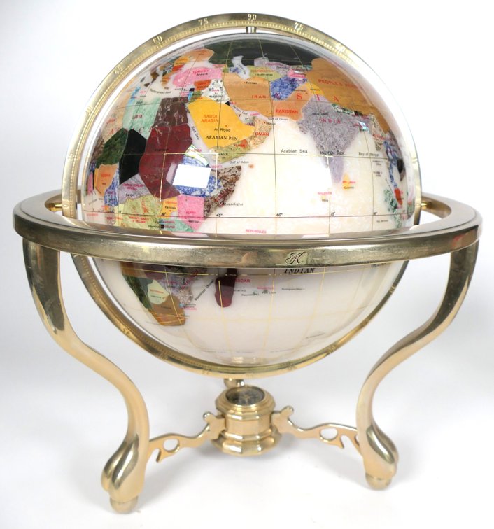 Gemstone Globe in Table Top Stand