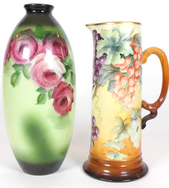 Fostoria Vase and Limoges Pitcher