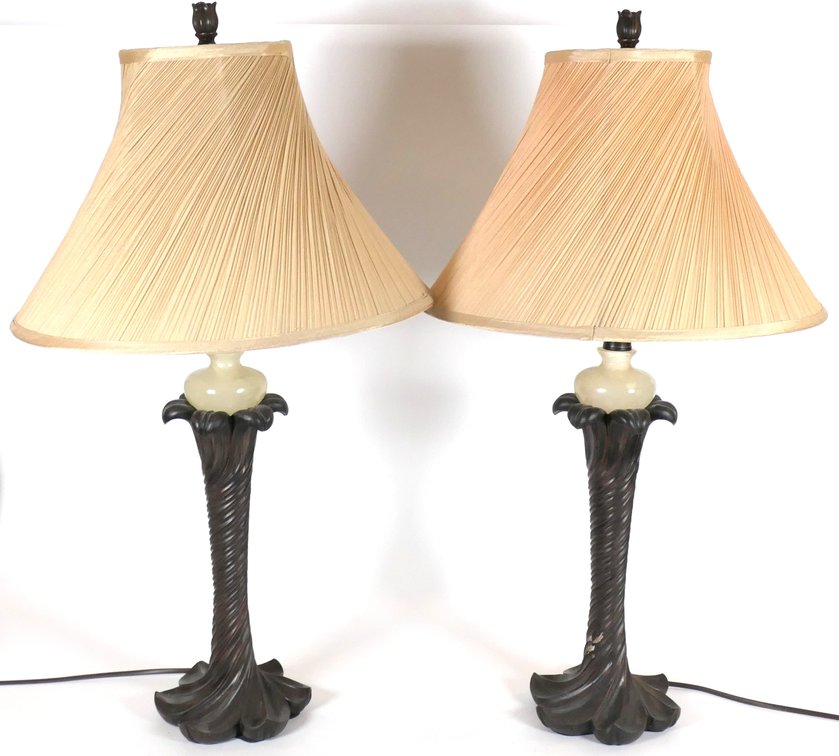 Pair of Swirled Base Table Lamps