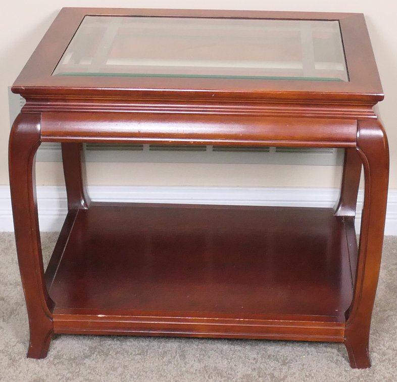 Rectangular End Table with Glass Top