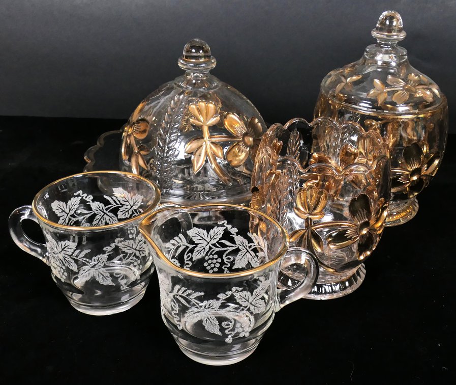 Gold Tone Rimmed Glass Hostessware