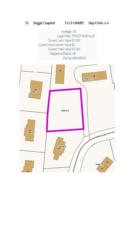 Image for NJS1 - 0.25 acre +/- off of Wolf Creek Trail in Abingdon
