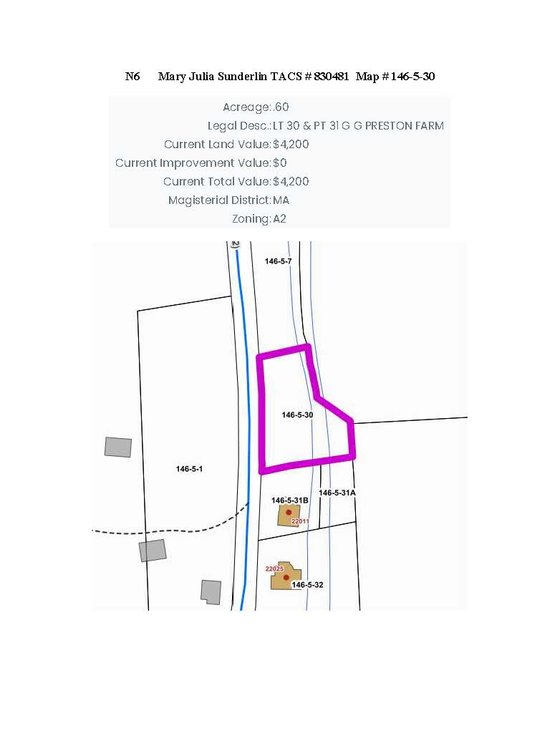Image for NJS6 - 0.60 acre +/- Lot 30 and part Lot 313, Parks Mill Road in Abingdon