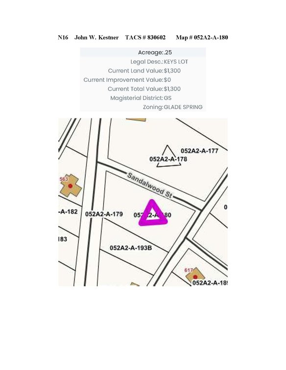 Image for NJS16 - 0.25 acre +/- on or near Sandalwood Street, Glade Spring *not specifically mapped*