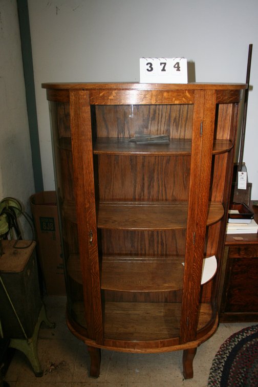 Image for Oak Curved Glass China Cabinet 36