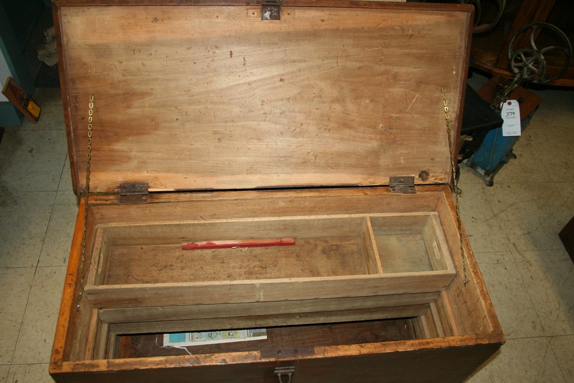Image for Wooden Chest Dove Tailed Original Hardware 3 Shelves