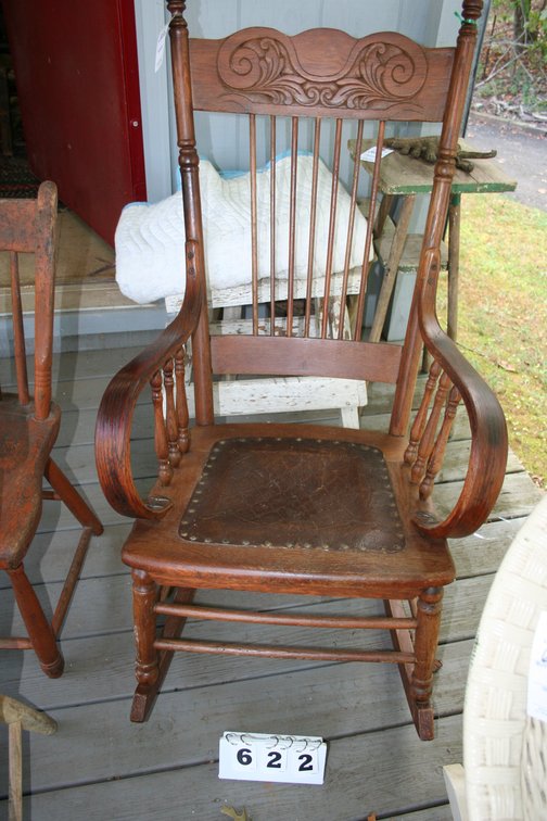 Image for Antique Press Back Oak Rocker