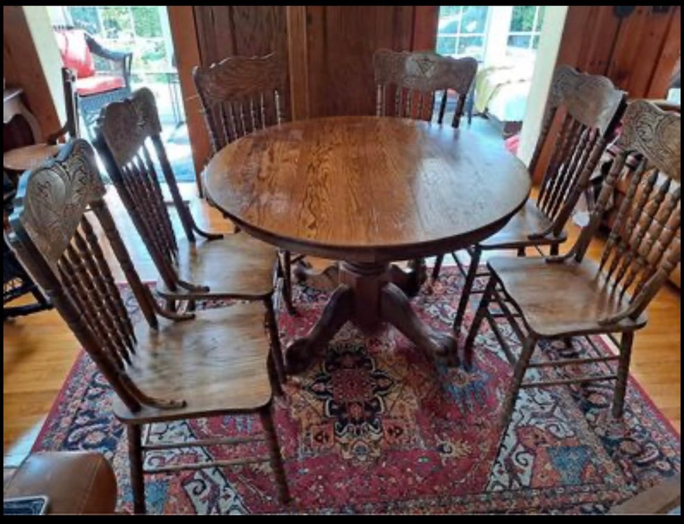 Image for Round Oak Table with 6 Chairs