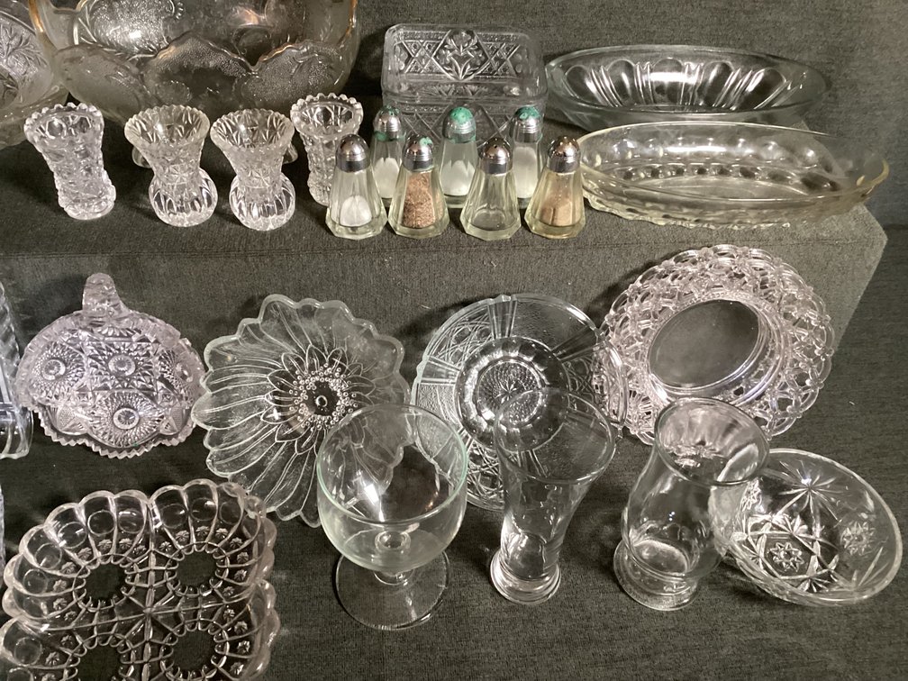 Image for Large Lot of Clear Pressed Glass