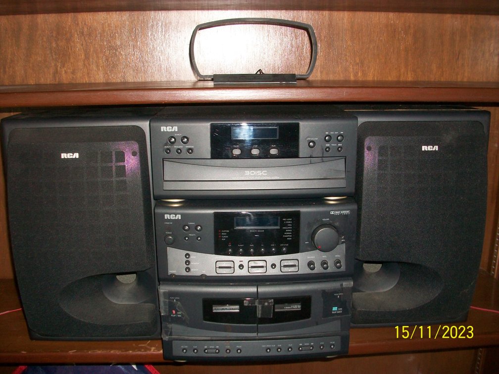 Image for RCA Stereo system includes Disc Player and 2 Speakers