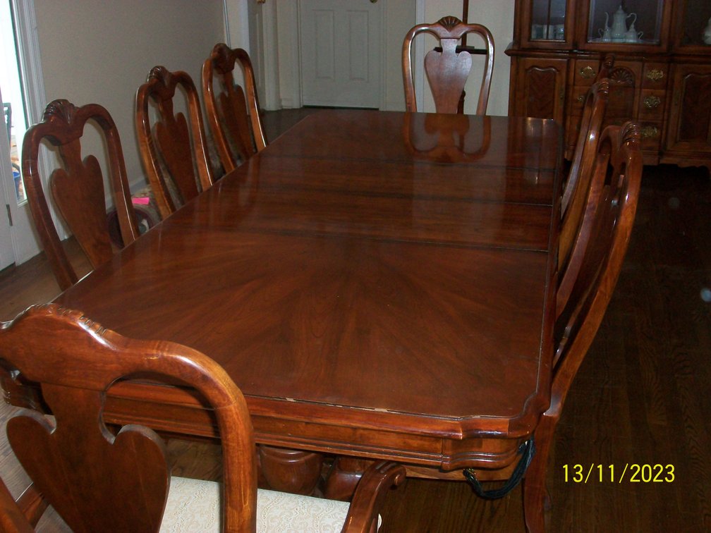 Image for Cherry dining table with 8 chairs; 96