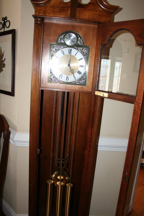 Image for Howard Miller Grandmother Clock - Wooden Case Serial # 297121 - Door Glass is Missing