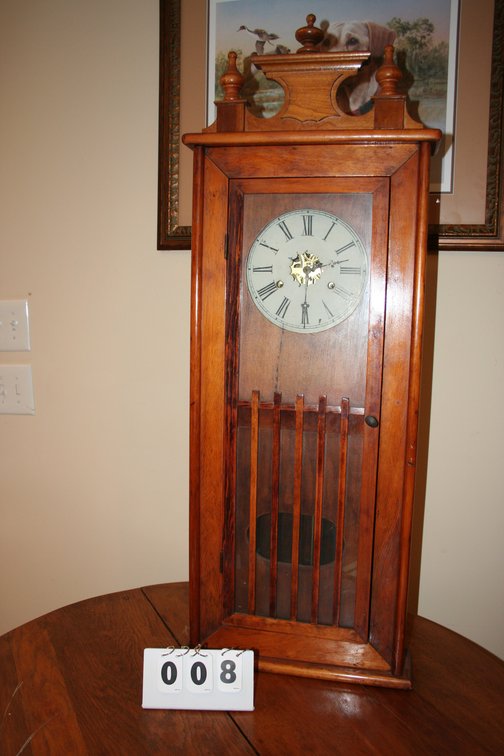 Image for Antique Wood Case Clock Brass Movement 42 1/2