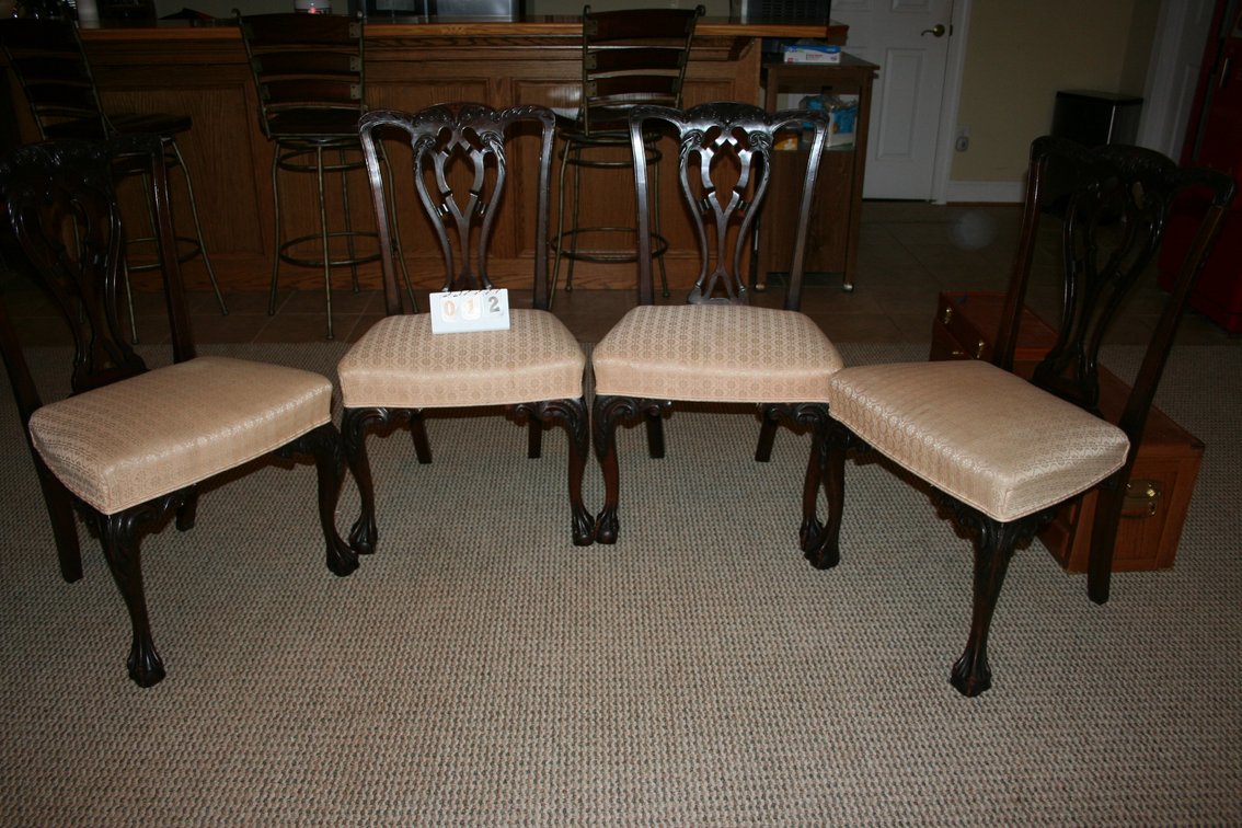 Image for Antique Chippendale Style Chairs Hand Carved - Excellent Condtion
